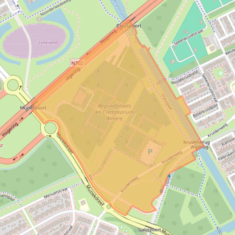 Kaart van postcodegebied 1312SR.