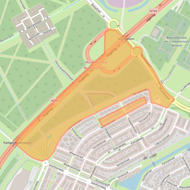 Kaart van postcodegebied 1312TV.