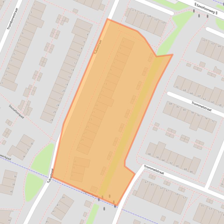 Kaart van postcodegebied 1312WS.