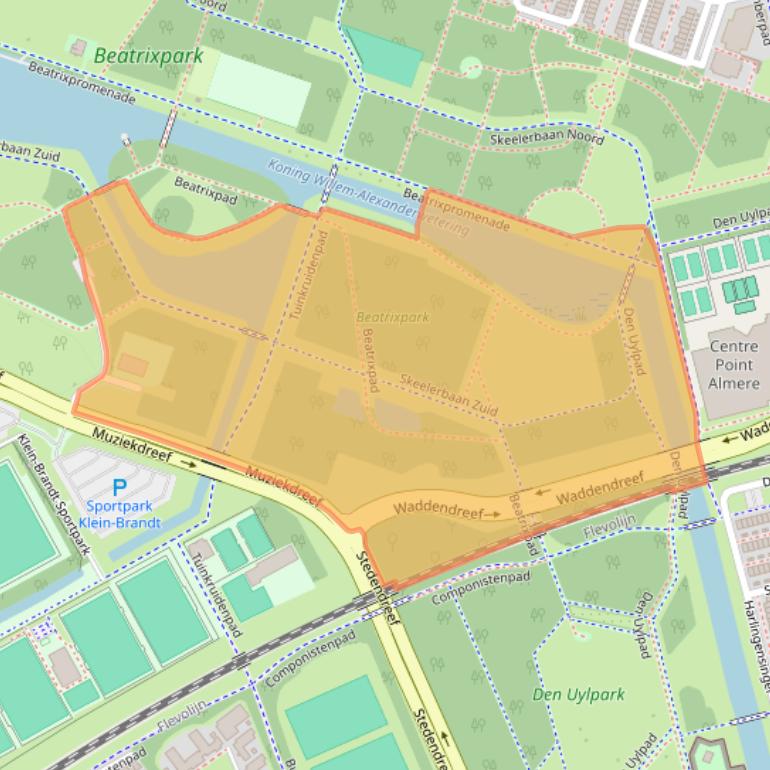 Kaart van postcodegebied 1312XA.