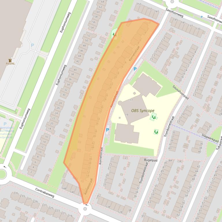 Kaart van postcodegebied 1312XG.