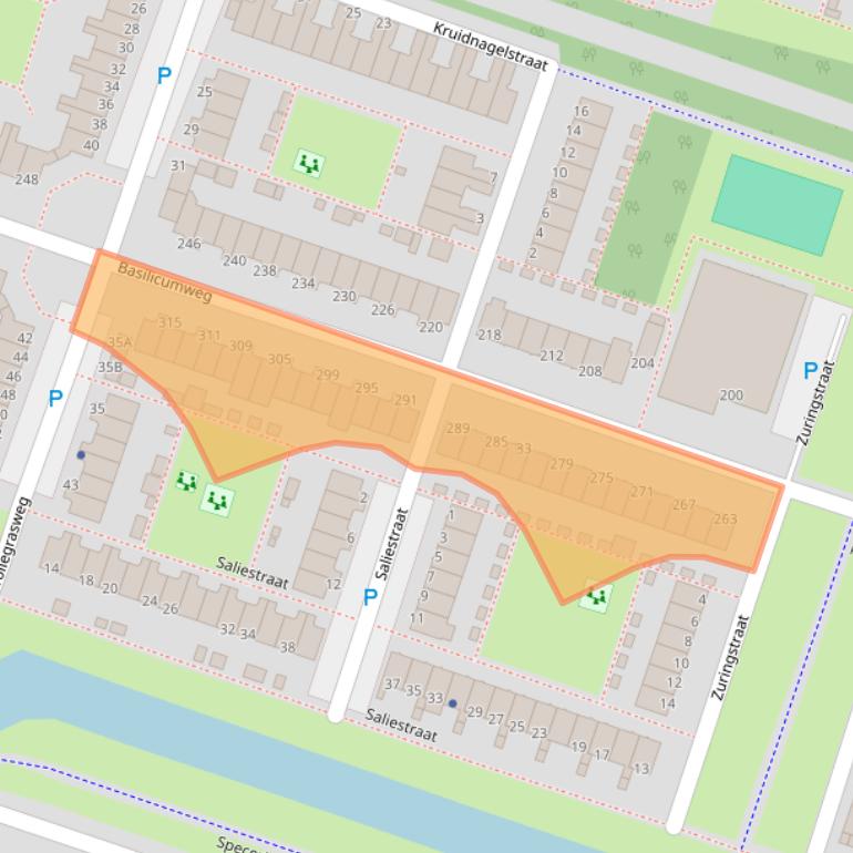 Kaart van postcodegebied 1313EE.
