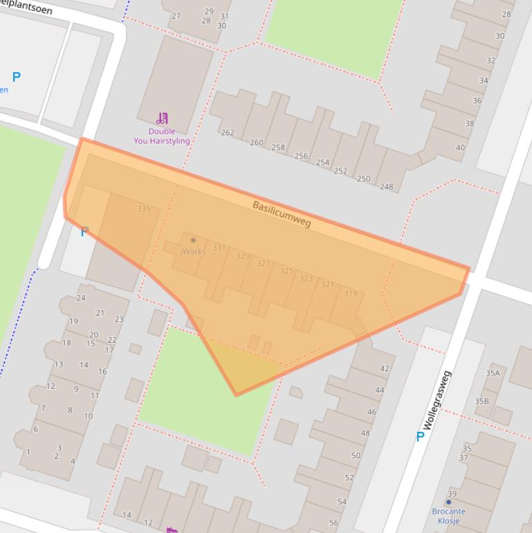 Kaart van postcodegebied 1313EG.