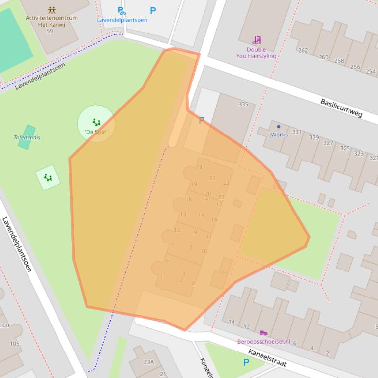 Kaart van postcodegebied 1313EW.