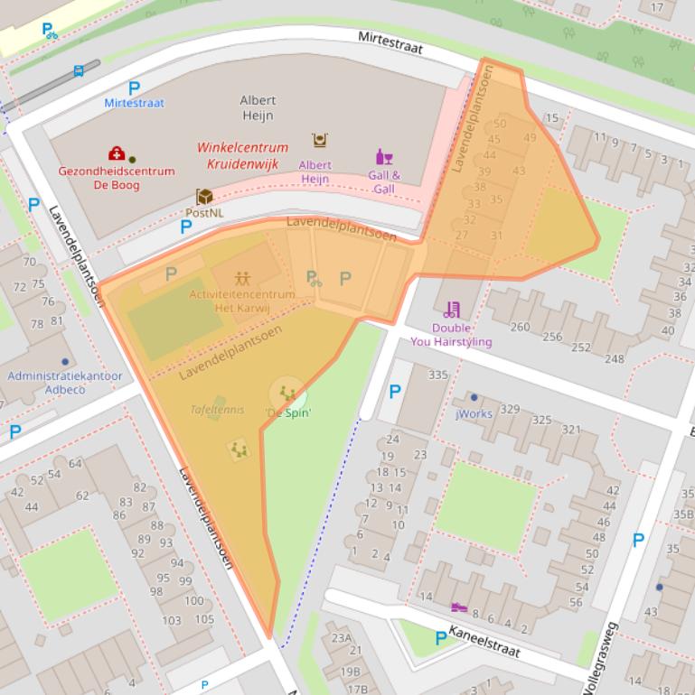 Kaart van postcodegebied 1313EX.