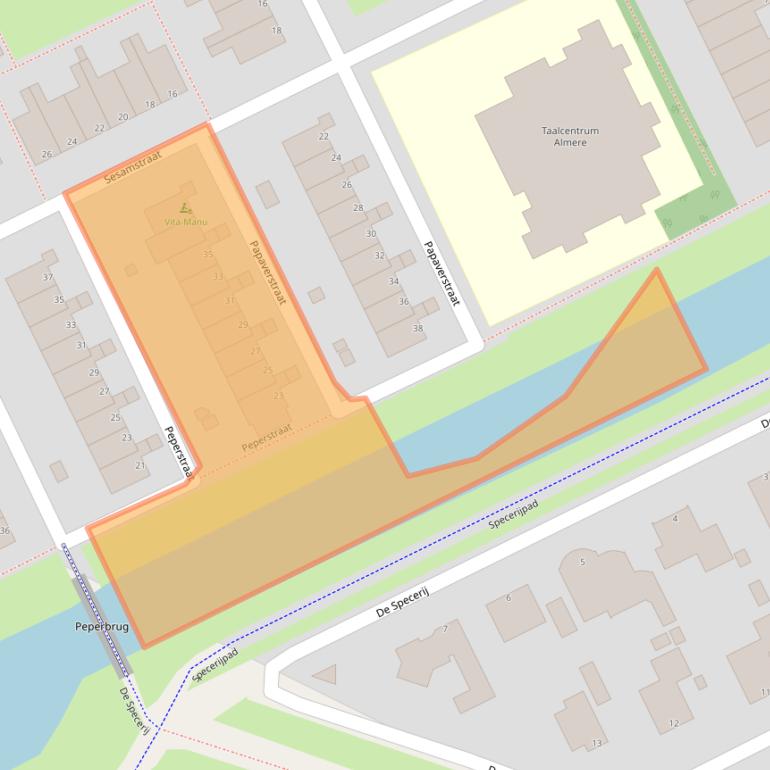 Kaart van postcodegebied 1313HB.