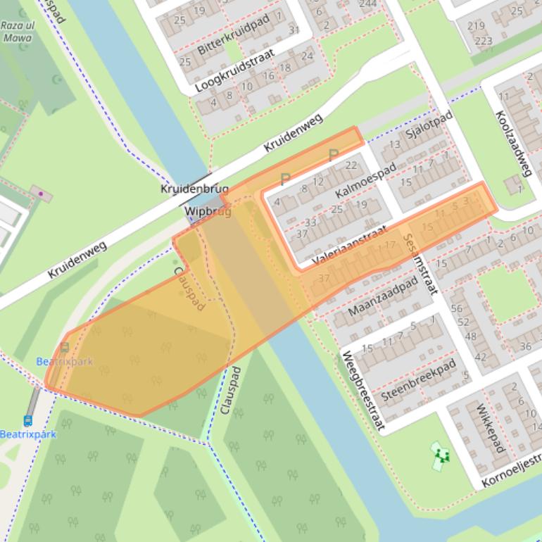 Kaart van postcodegebied 1313JA.