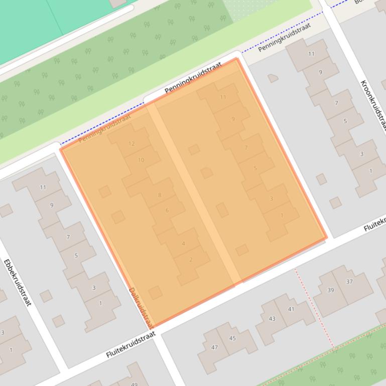 Kaart van postcodegebied 1313KJ.