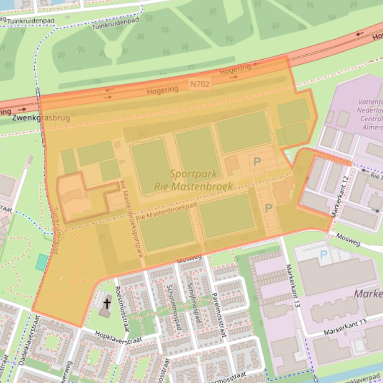 Kaart van postcodegebied 1314AZ.