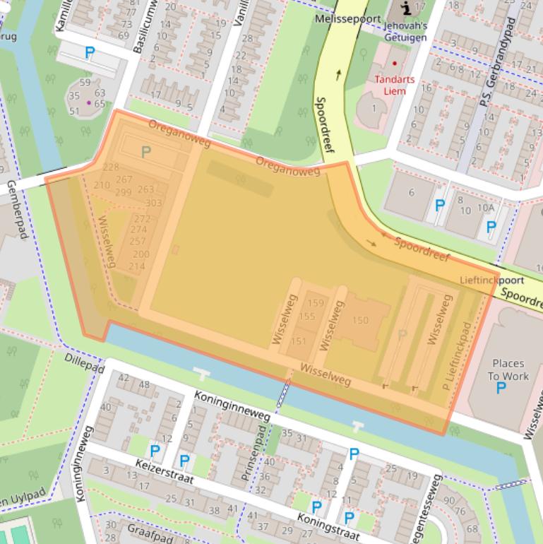 Kaart van postcodegebied 1314CC.