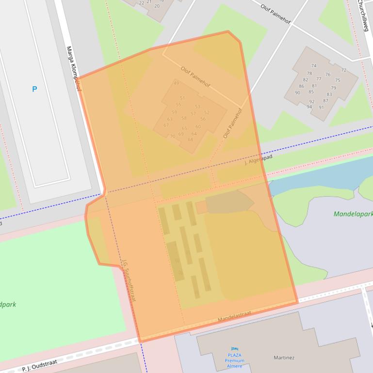 Kaart van postcodegebied 1314WD.