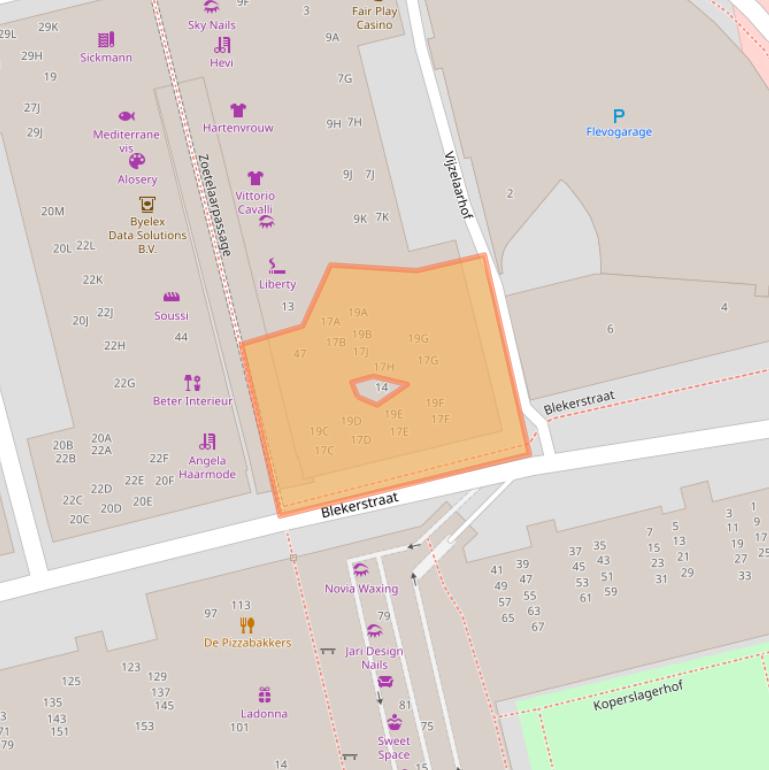 Kaart van postcodegebied 1315AV.