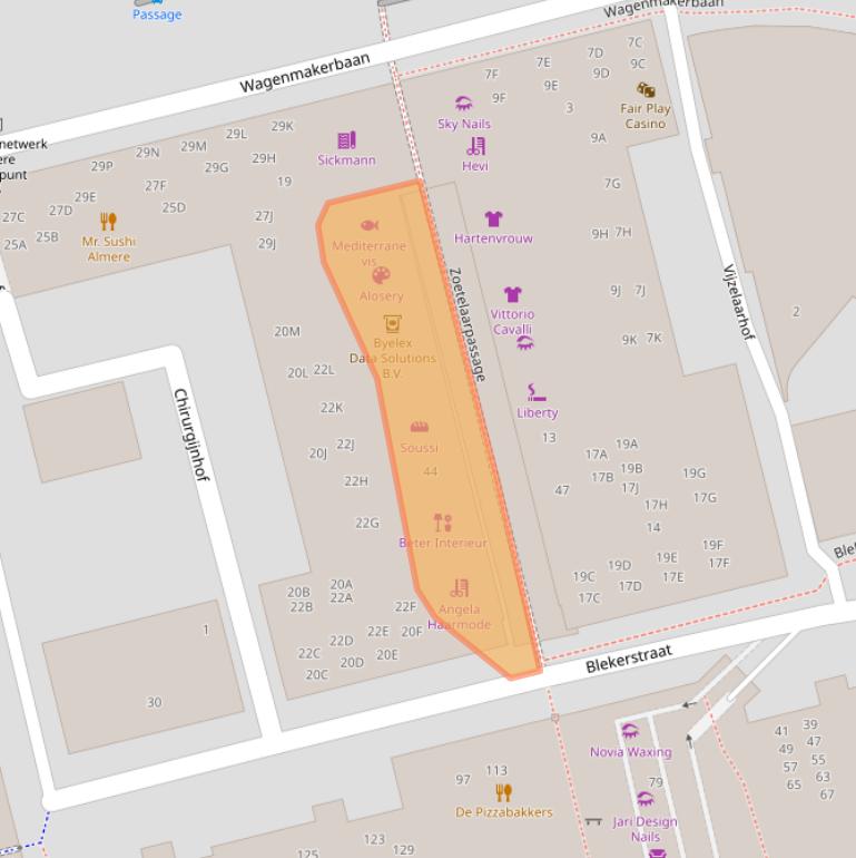 Kaart van postcodegebied 1315AZ.