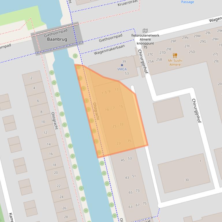 Kaart van postcodegebied 1315BG.