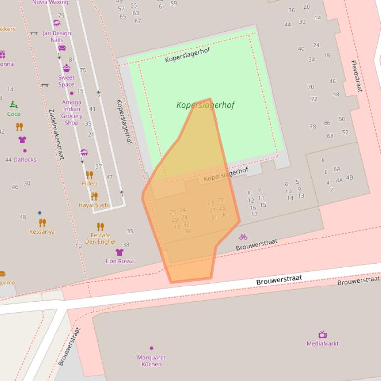Kaart van postcodegebied 1315BV.