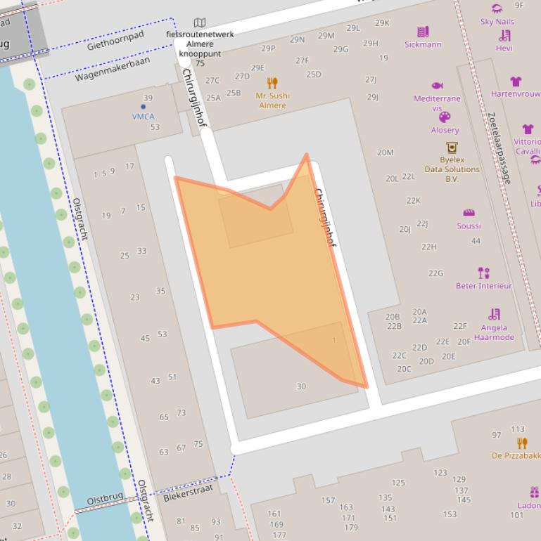 Kaart van postcodegebied 1315CS.