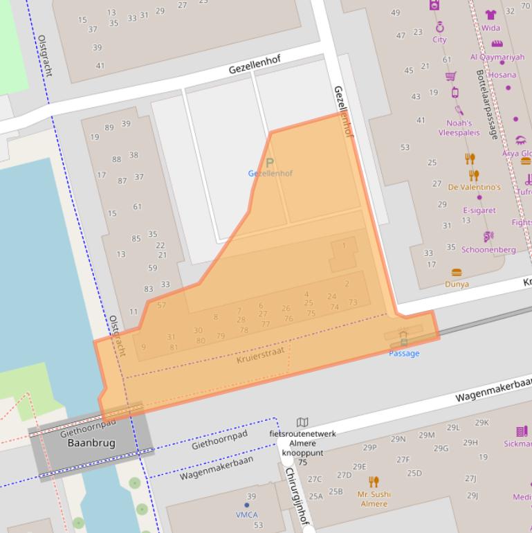 Kaart van postcodegebied 1315EA.