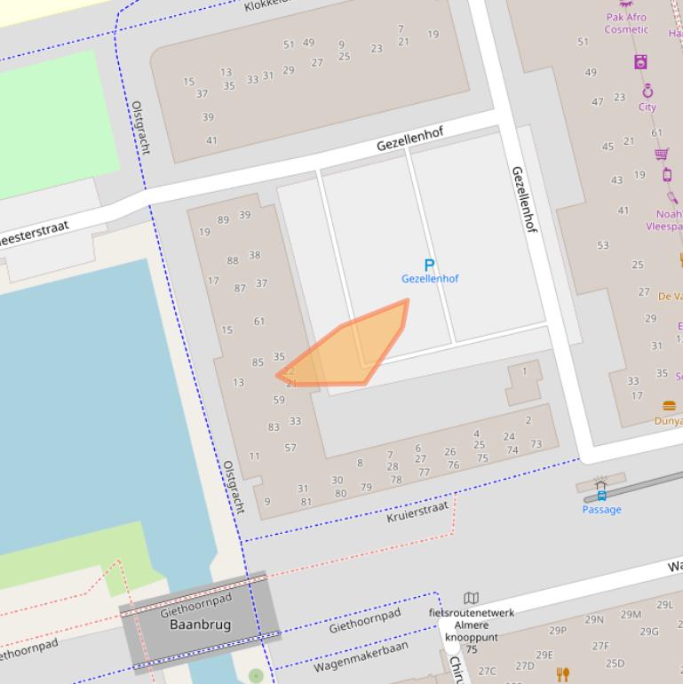 Kaart van postcodegebied 1315EC.