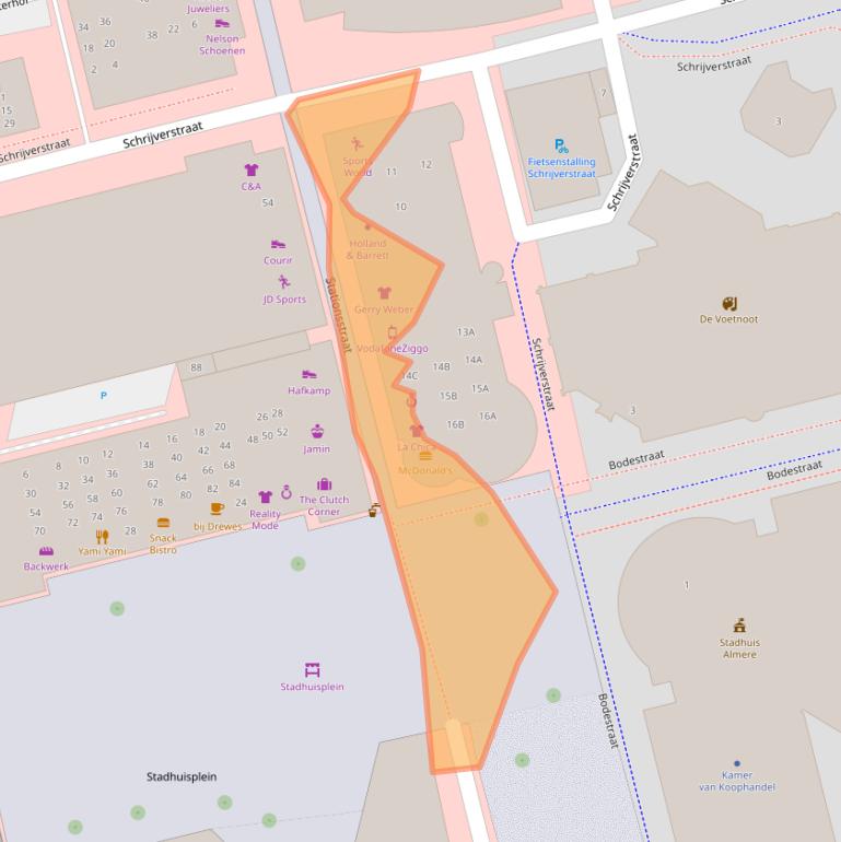 Kaart van postcodegebied 1315KG.