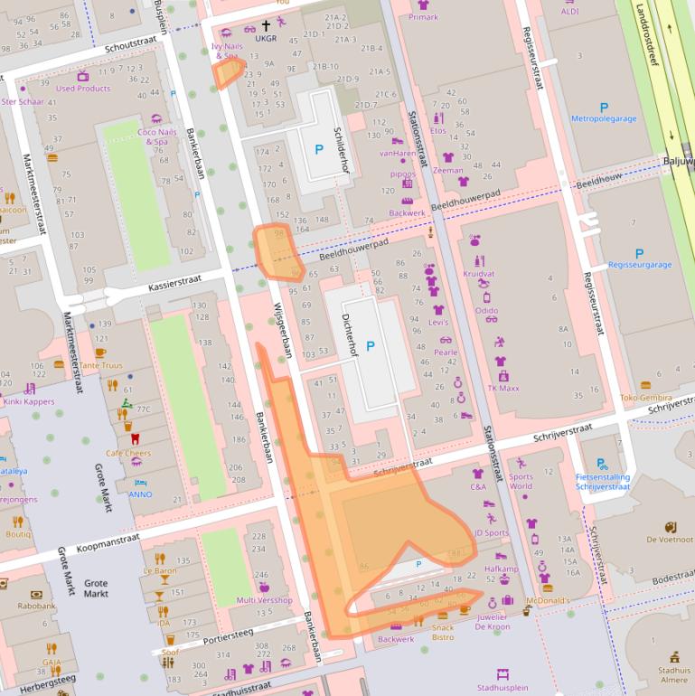 Kaart van postcodegebied 1315LJ.