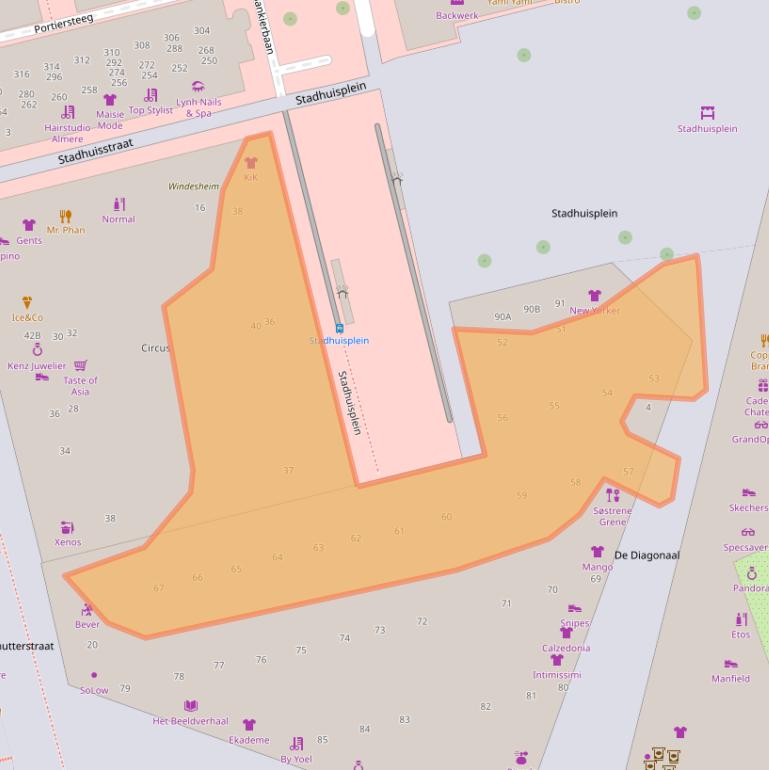 Kaart van postcodegebied 1315XA.