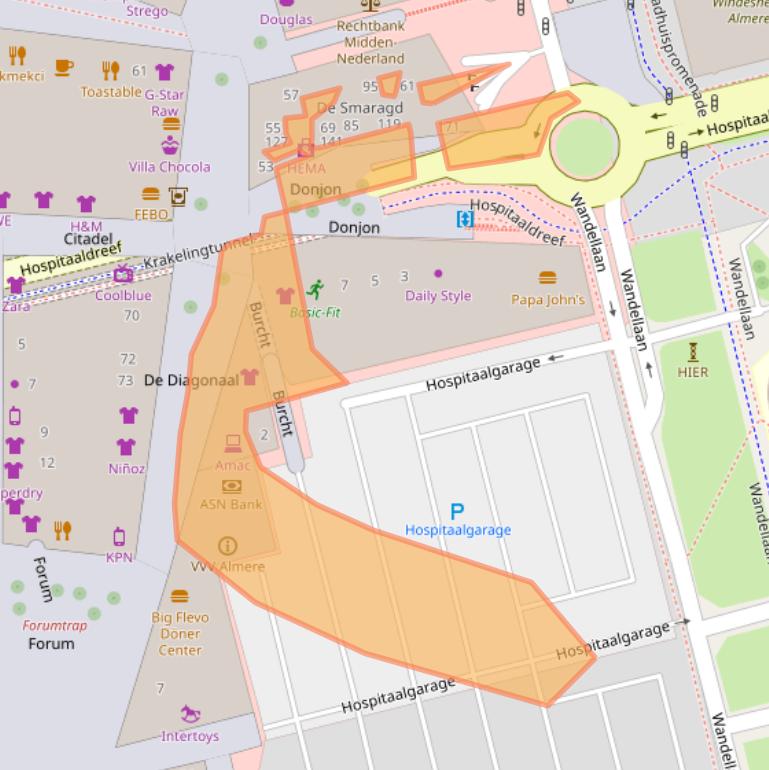 Kaart van postcodegebied 1315XM.