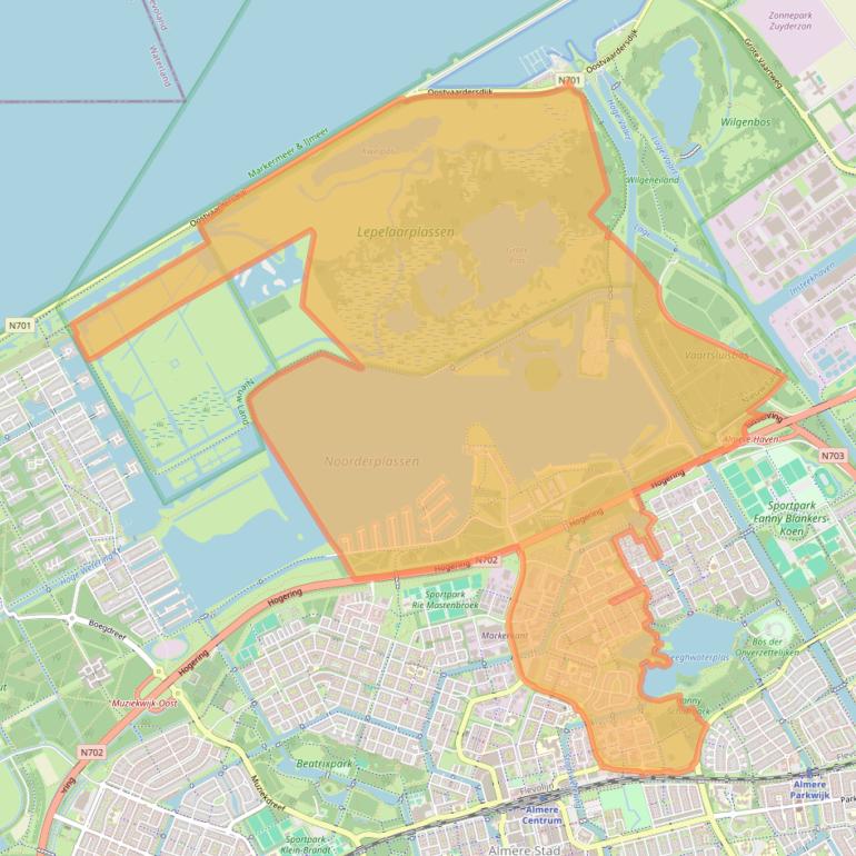 Kaart van postcodegebied 1316.