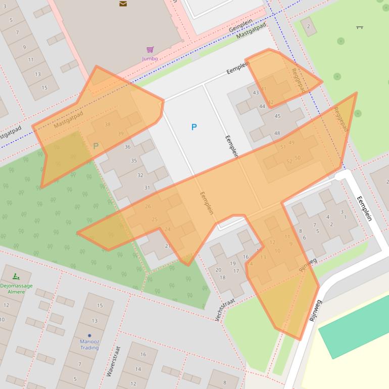 Kaart van postcodegebied 1316GZ.