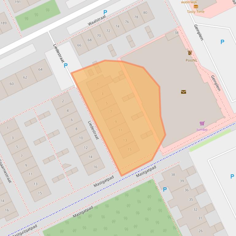 Kaart van postcodegebied 1316HE.