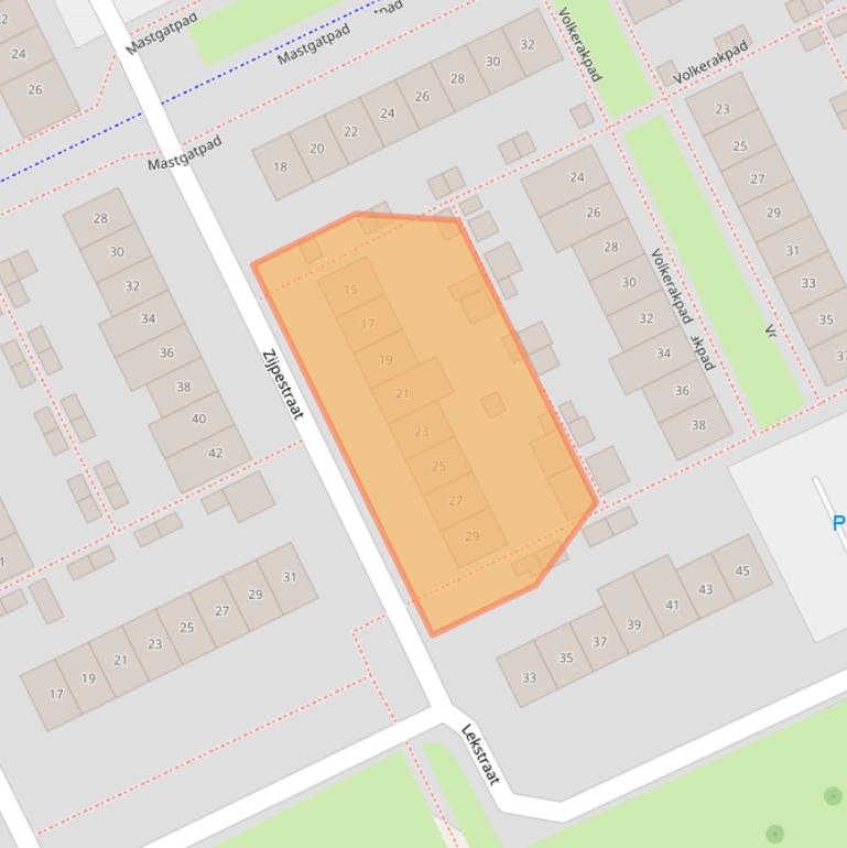 Kaart van postcodegebied 1316LL.