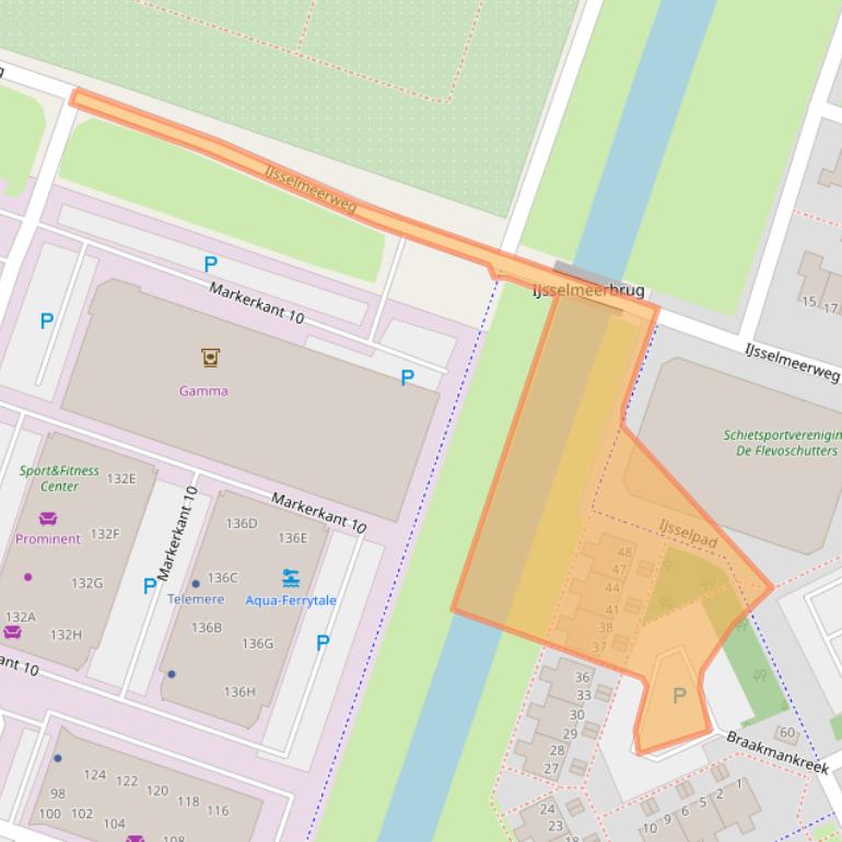 Kaart van postcodegebied 1316RE.