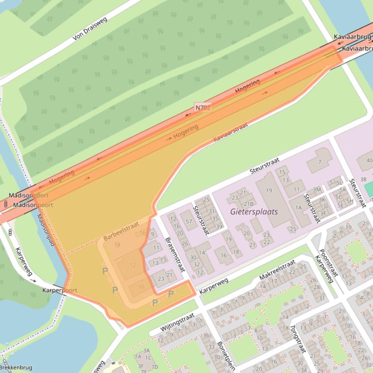 Kaart van postcodegebied 1317PZ.