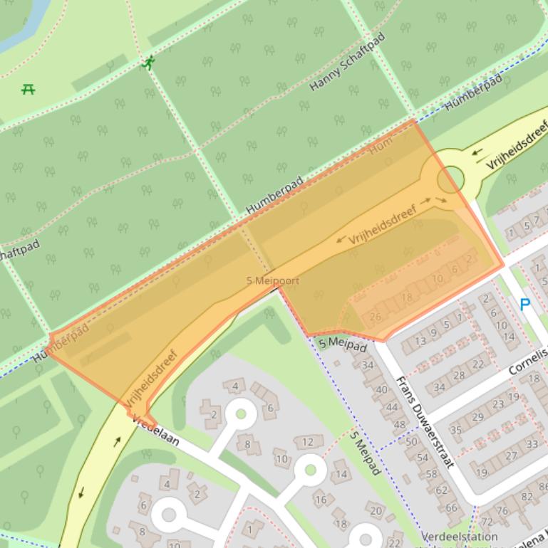 Kaart van postcodegebied 1318AB.