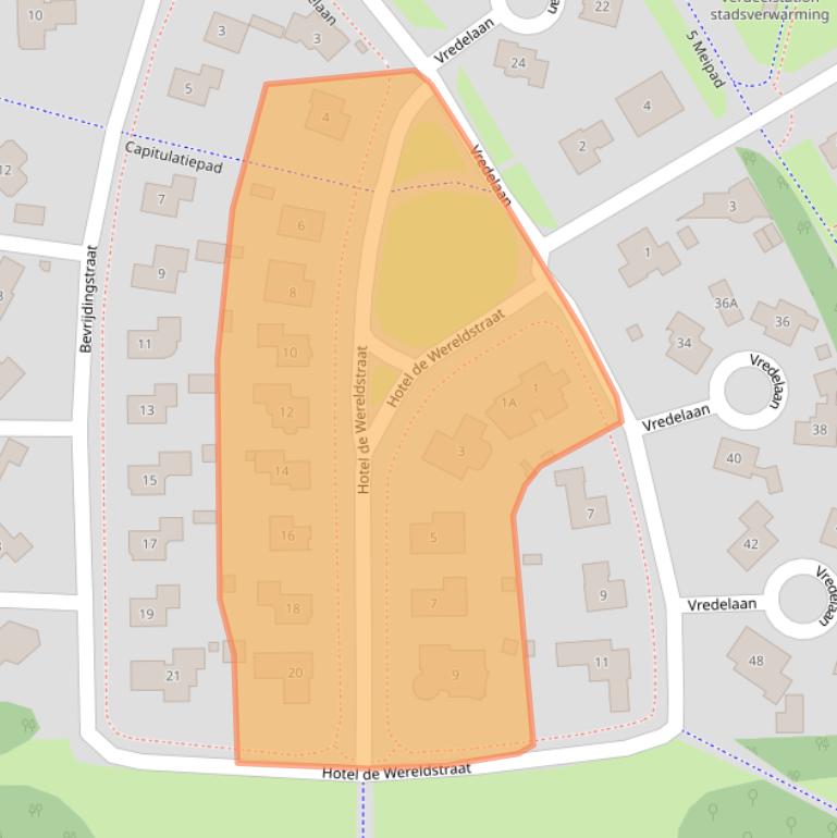 Kaart van postcodegebied 1318AR.