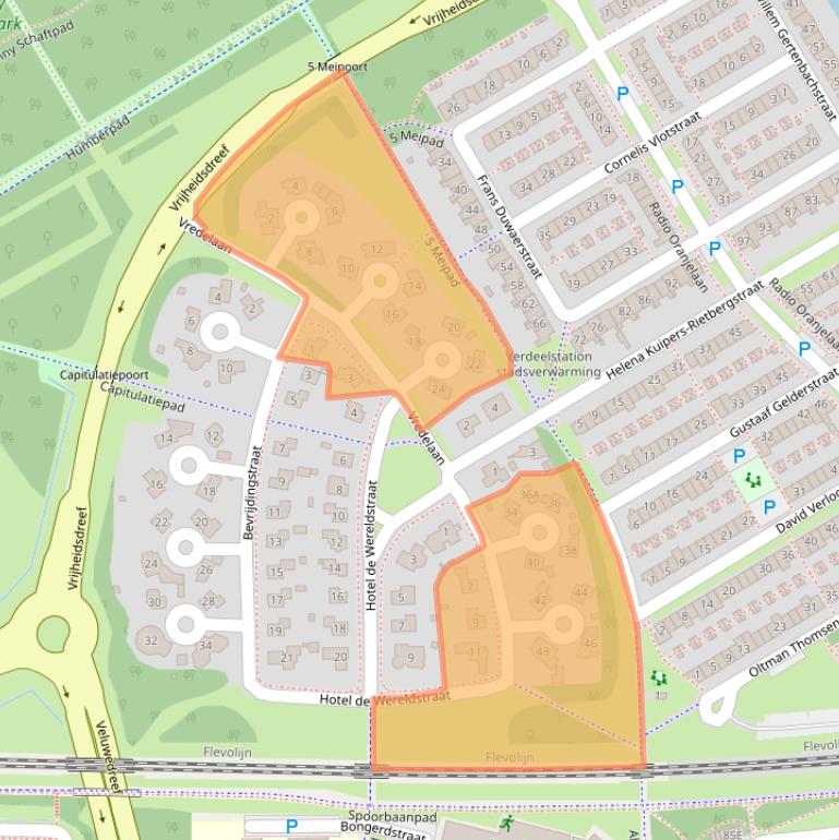 Kaart van postcodegebied 1318AS.