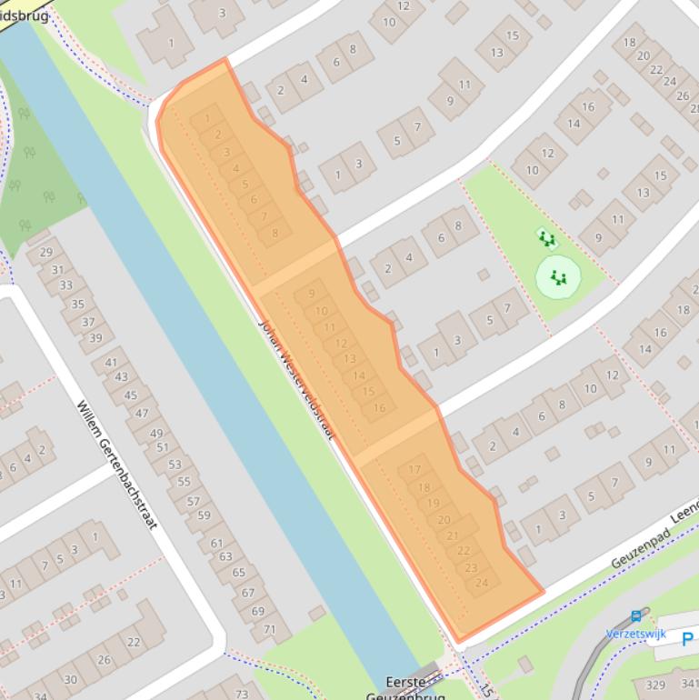 Kaart van postcodegebied 1318CC.