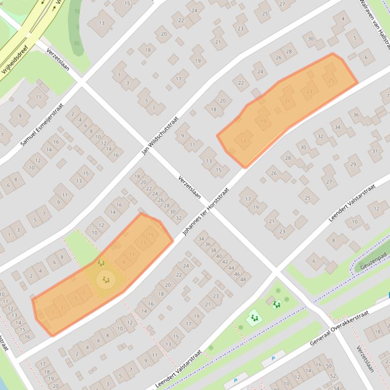 Kaart van postcodegebied 1318CE.