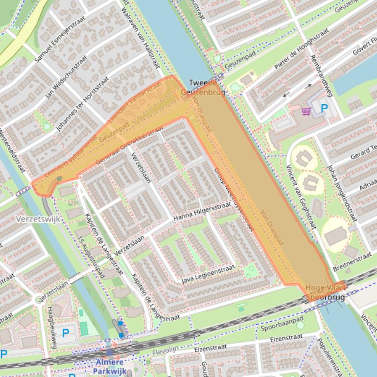 Kaart van postcodegebied 1318CJ.