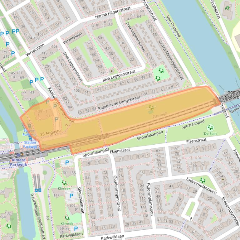 Kaart van postcodegebied 1318DG.