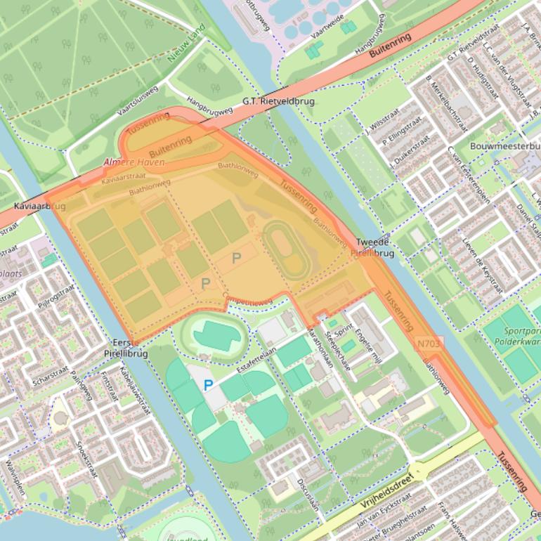 Kaart van postcodegebied 1318EA.