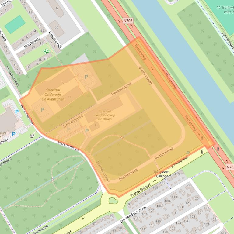 Kaart van postcodegebied 1318ED.