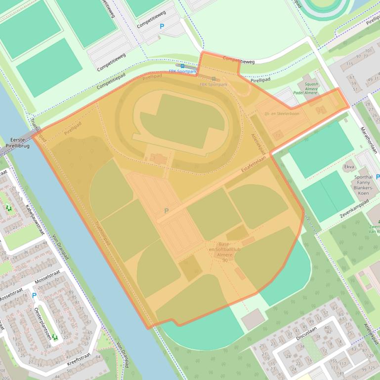 Kaart van postcodegebied 1318EG.