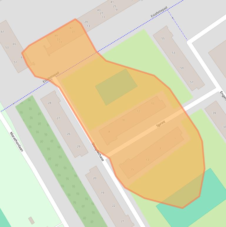 Kaart van postcodegebied 1318EM.