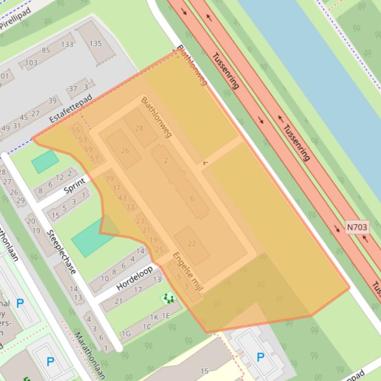 Kaart van postcodegebied 1318EN.