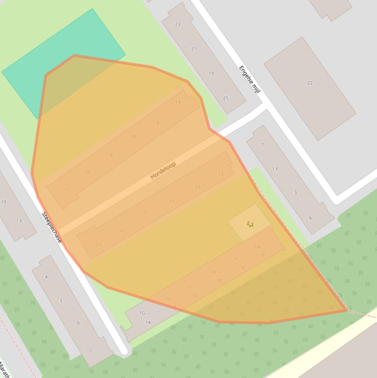 Kaart van postcodegebied 1318EP.