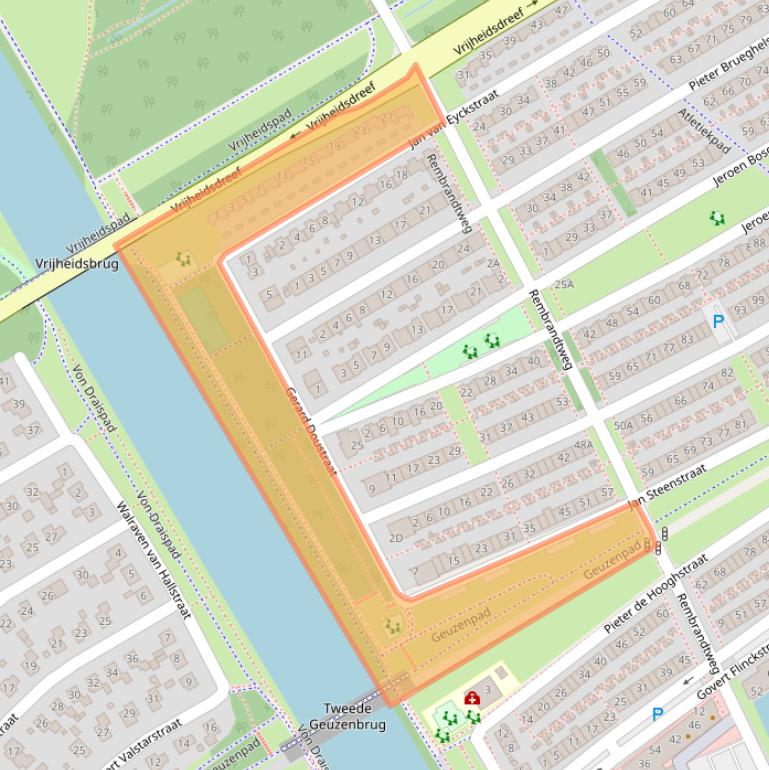 Kaart van postcodegebied 1318GA.