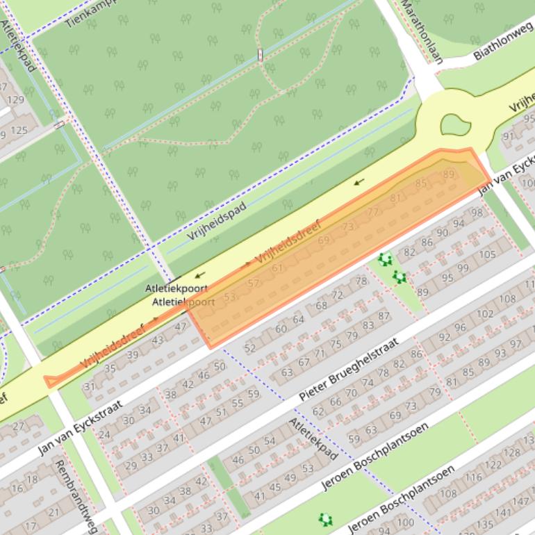 Kaart van postcodegebied 1318GC.