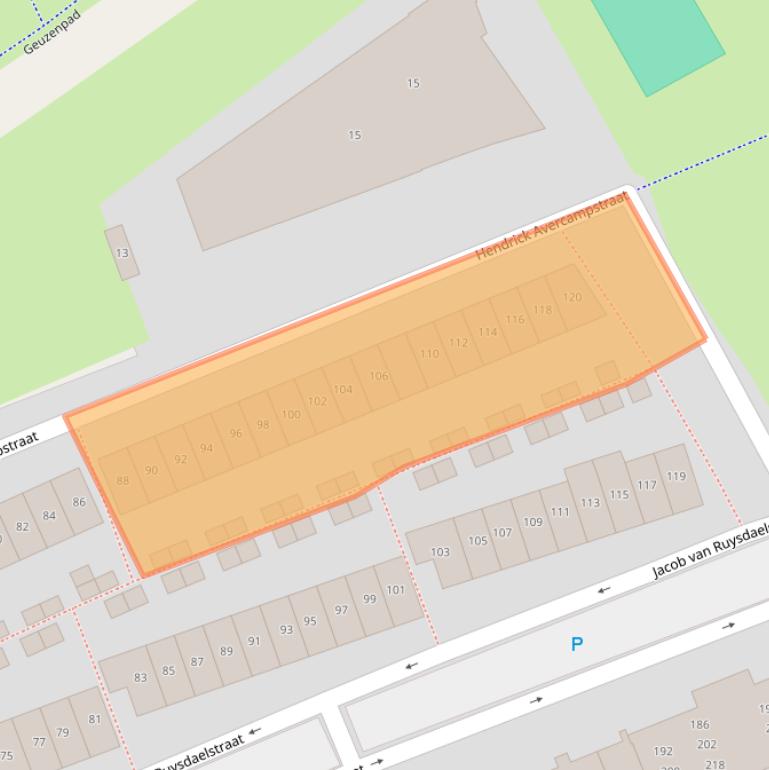 Kaart van postcodegebied 1318NE.