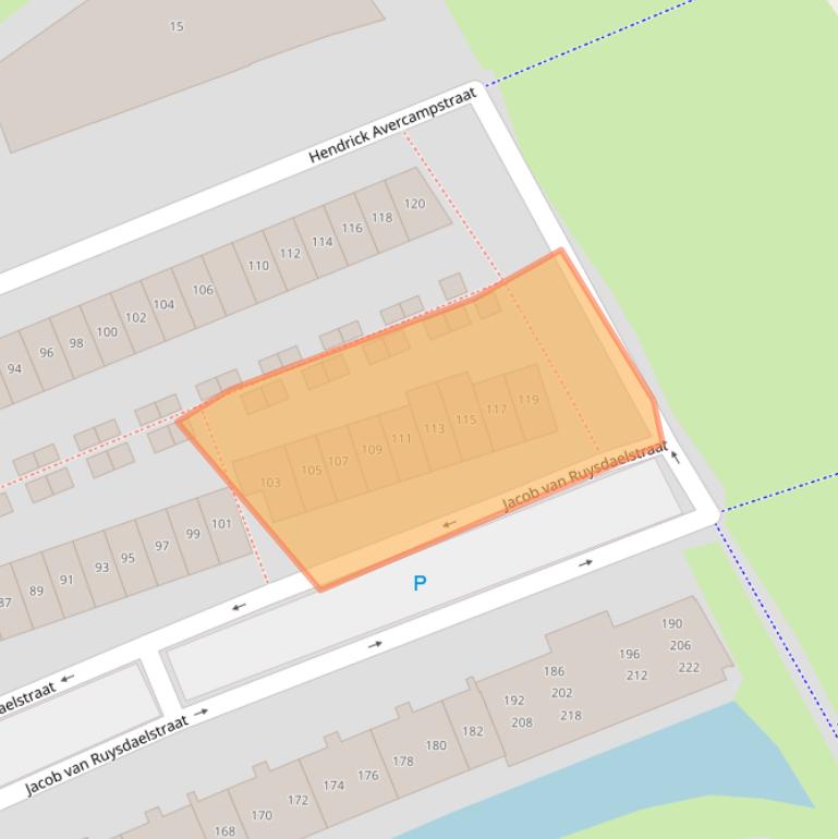 Kaart van postcodegebied 1318NL.