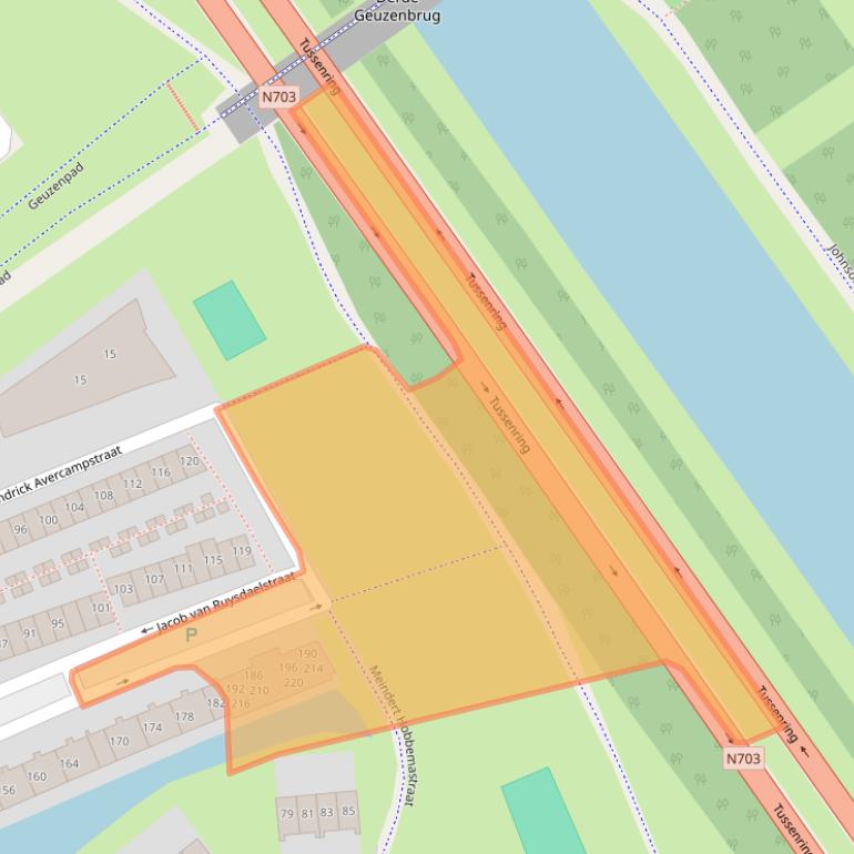 Kaart van postcodegebied 1318NV.